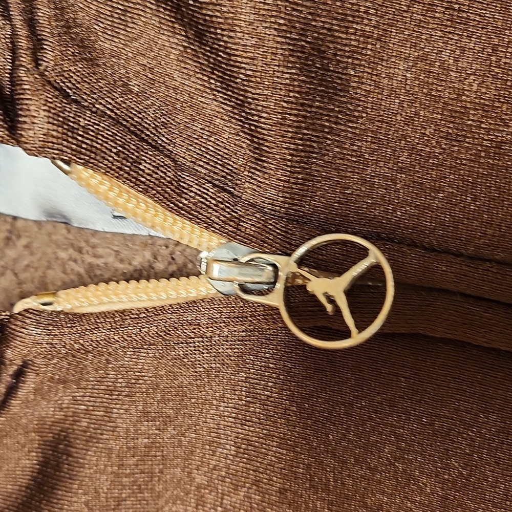 Air Jordan Embroidered Jumpman Logo Full Zip Sweater Vintage Y2K Brown And Gold - Picture 8 of 15